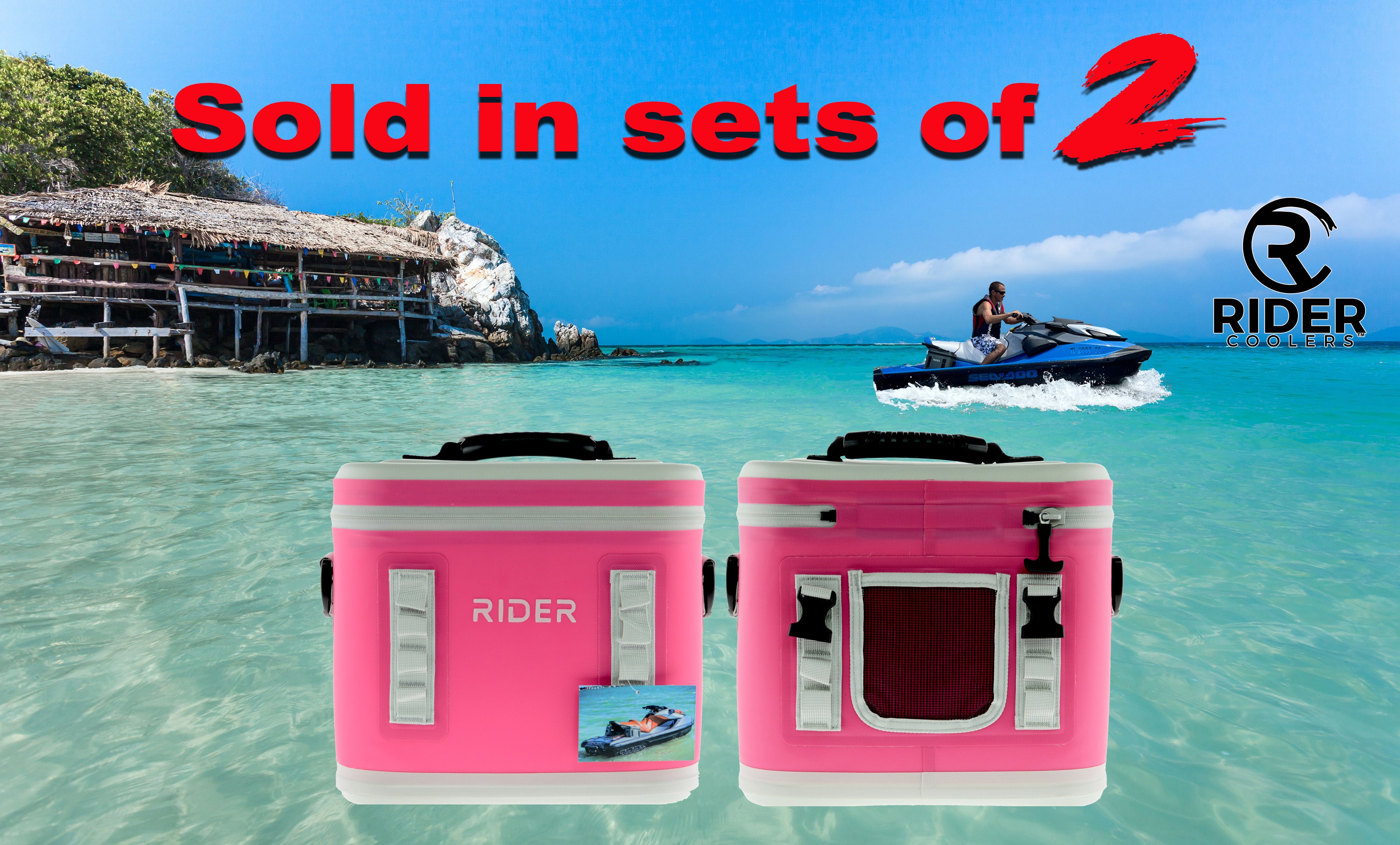 Pink Rider PWC Coolers Jet Ski Coolers Set of 2