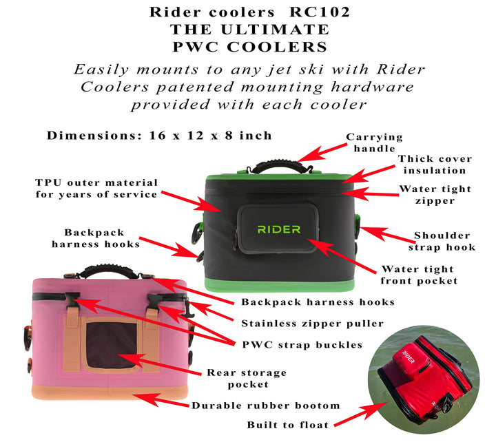 NEW RC102 Pink 10 can jet ski cooler set of 2